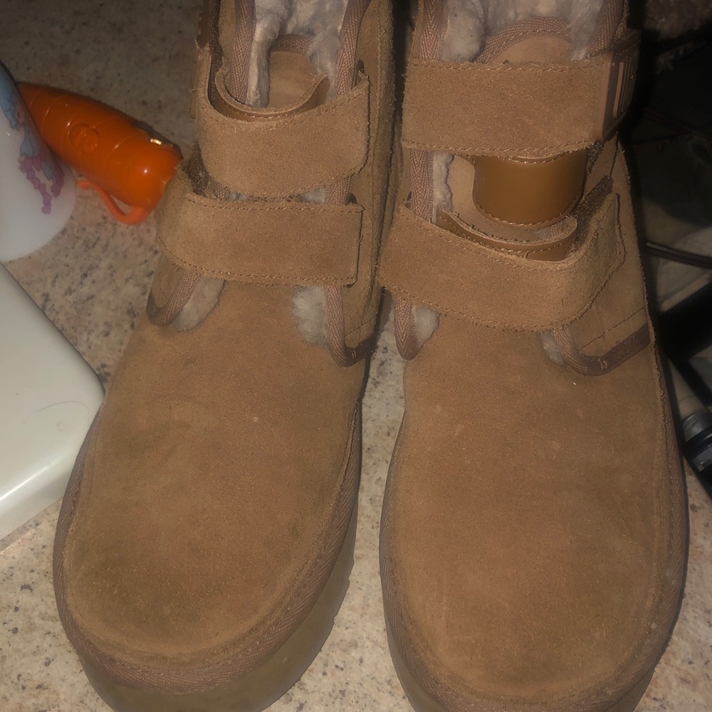 UGG Tan women’s platform Boots with Velcro Straps